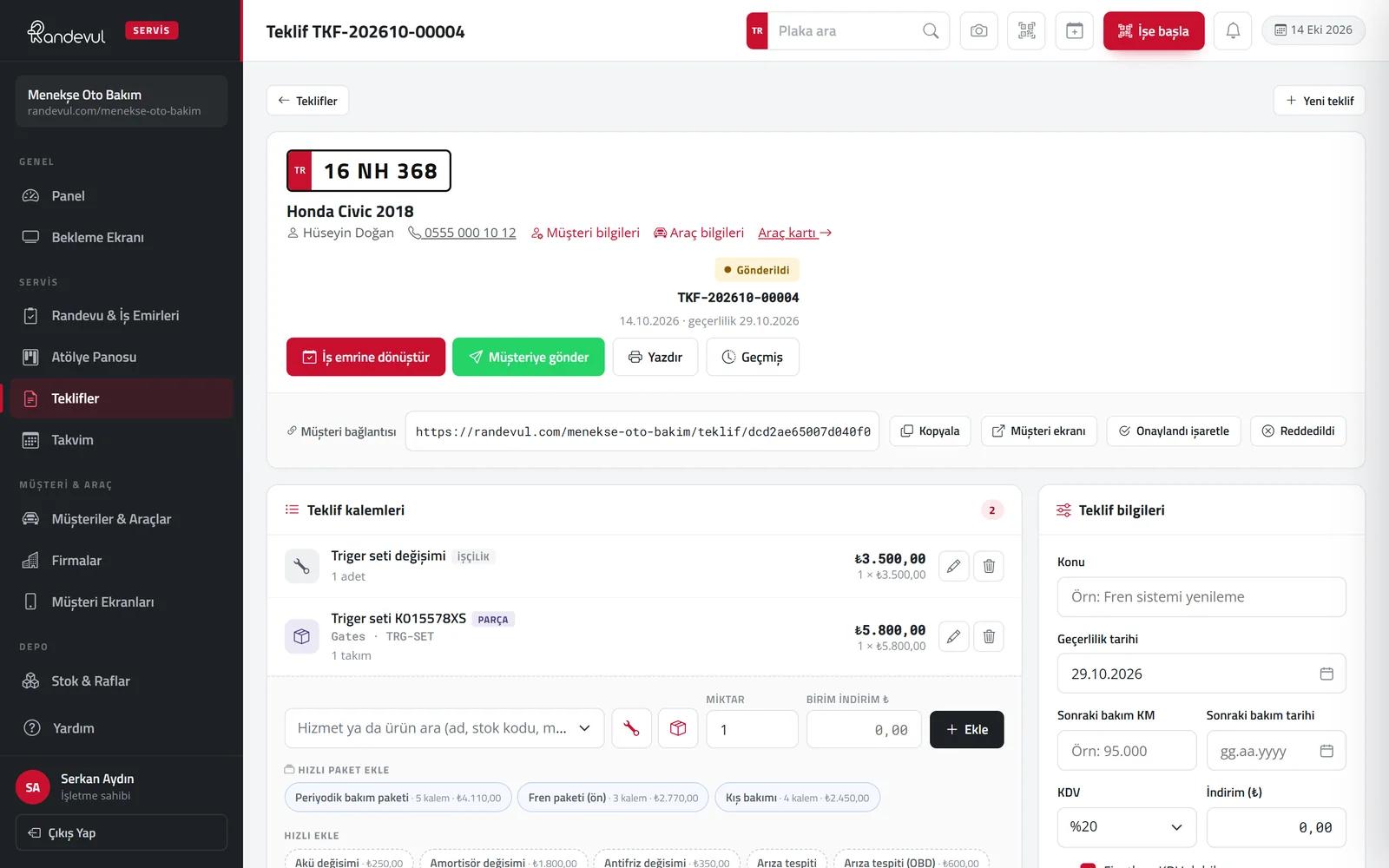 Randevul — Teklif ve imzalı onay