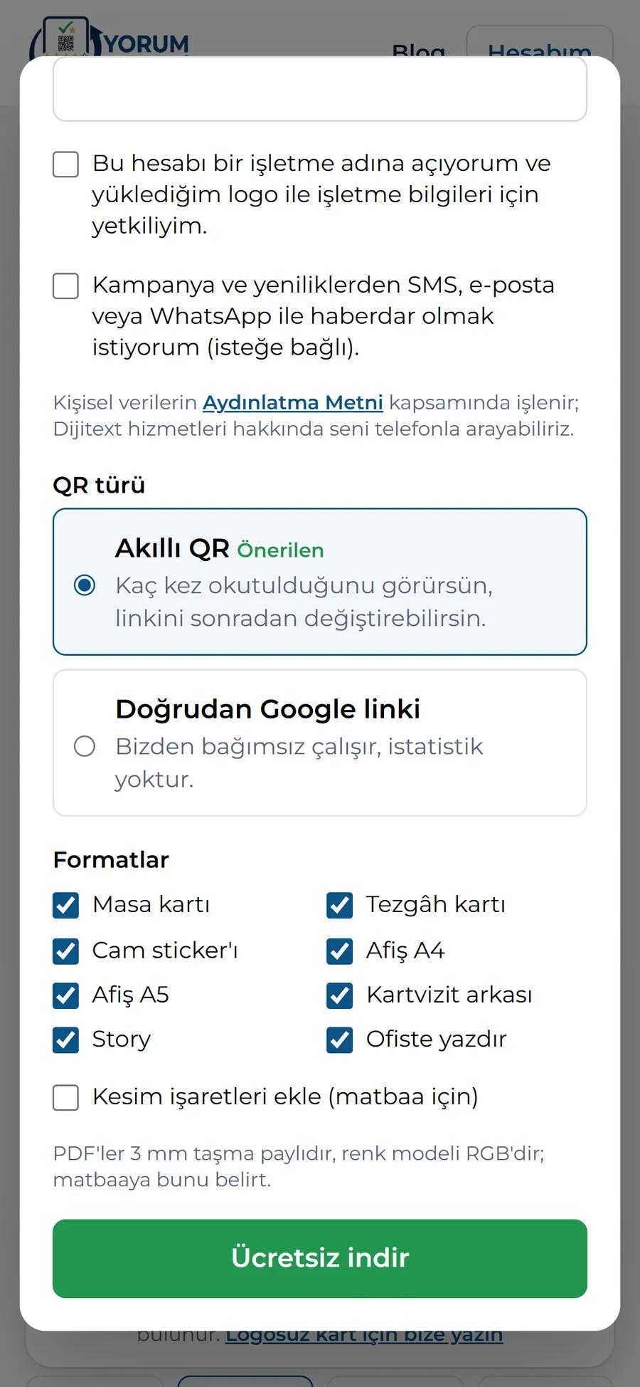 Yorum Kartı — QR inteligente y estadísticas 1