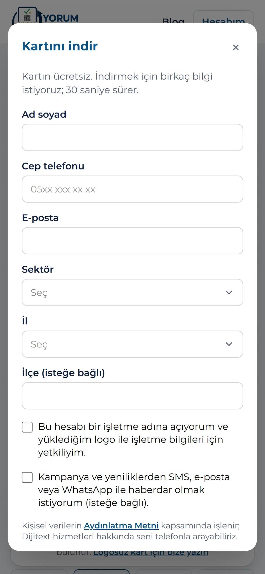 Yorum Kartı — QR inteligente y estadísticas 2